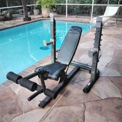 Golds Gym  weight rack
With Sa gear Incline Bench - Flat ,Decline, Incline, with 
Leg extensions Great Home Workout 👍 Sold As Set No Weights No Deliv