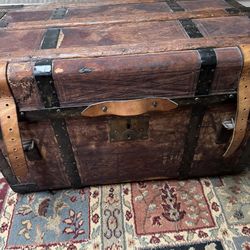 Antique Leather Covered Trunk