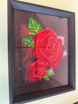 Crimson Radiance: Diamond Art Rose
