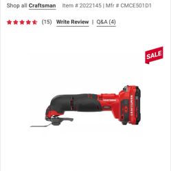 CRAFTSMAN V20 Cordless 20-volt Max Variable Speed 12-Piece Oscillating Multi-Tool Kit Pickup only