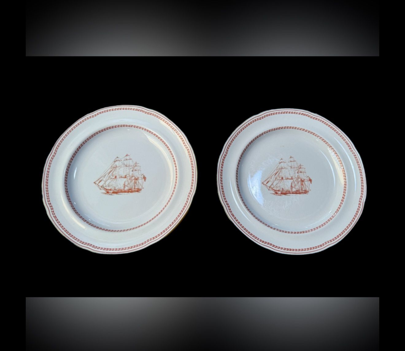 Spode Copeland England Trade Wings  Red Gold Trim Salad Plates Lot Of 2 