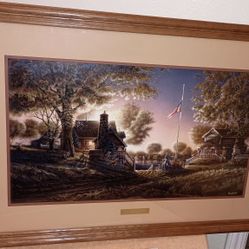 Terry Redlin 'Good Evening, America' painting w/ Certificate of Authenticity (COA) - Wood Frame 