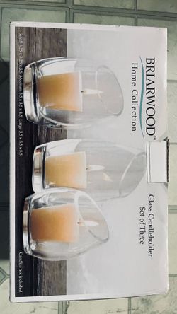 GLASS CANDLEHOLDERS SET OF 3