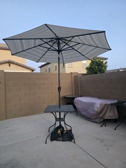 Metal Table And Umbrella