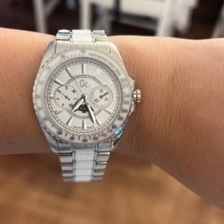 Women’s White And Silver Guess Collection Swiss Made Watch 