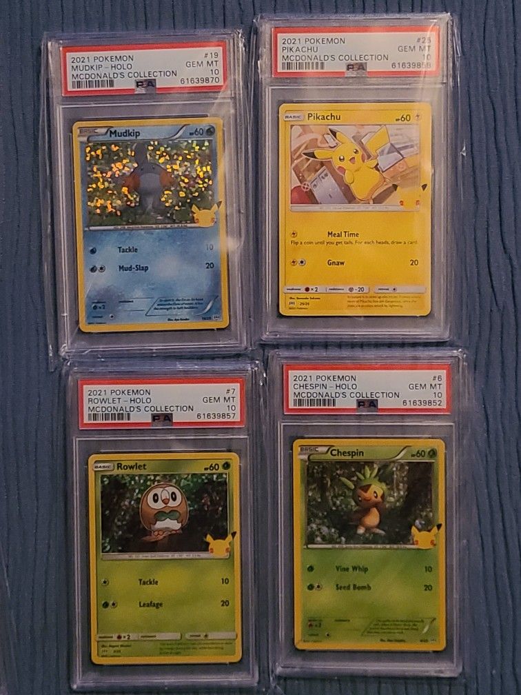 4x 2021 Pokemon Mcdonalds Gem Mint 10 Cards Pikachu 