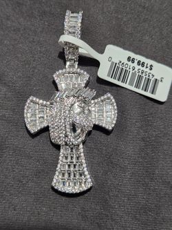 silver moissanite jesus cross