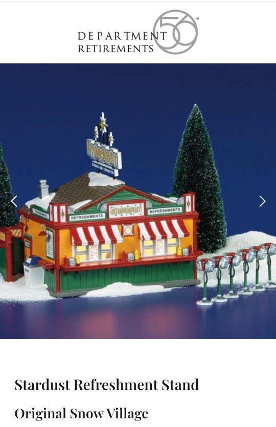 Brand New Retired 2003 DEPT 56 SNOW VILLAGE STARDUST REFRESHMENT STAND BNIB NEVER DISPLAYED OR USED 