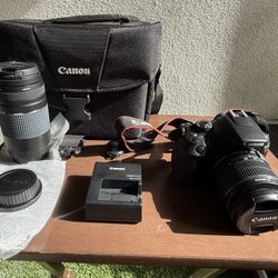 Canon Rebel T6 18MP DSLR WiFi Camera w/ 2 Lens, Accessories