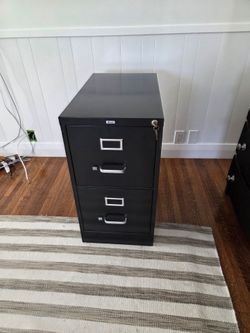 Hirsh 2-Drawer Locking Metal File Cabinet – Black – Includes Keys