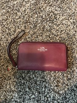 Coach, Maroon Leather Wristlet