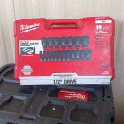 SHOCKWAVE 1/2 in. Drive SAE 6 Point Impact Socket Set (19-Piece)  Firm On Price 