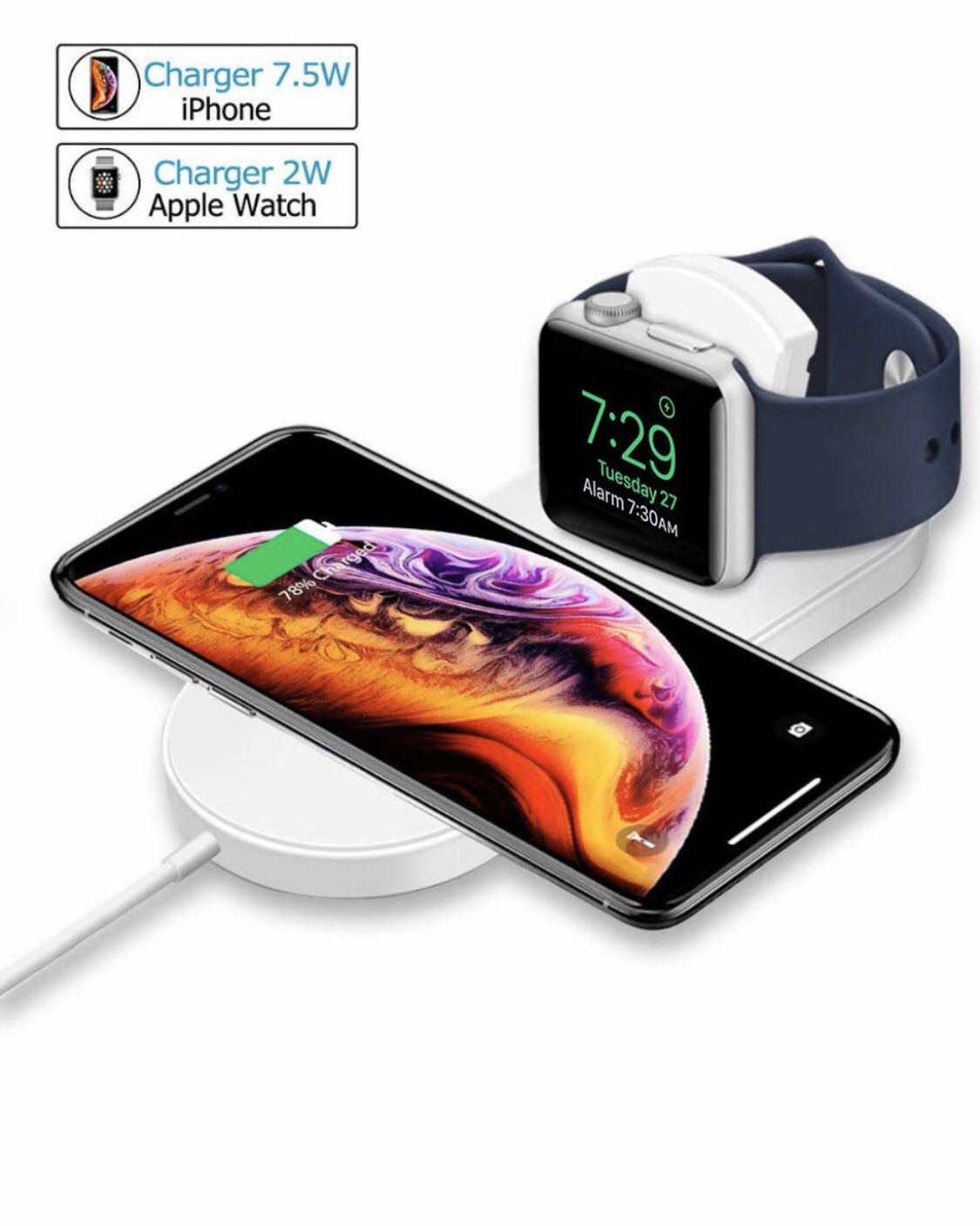 Wireless Charger for Apple Watch, 2-in-1 Charging