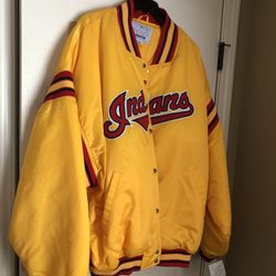 Vintage Cleveland Indians Throwback Satin Bomber Starter Jacket