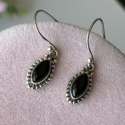 Black Onyx 925 Sterling Silver Earrings 
