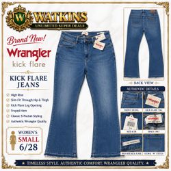 🔥 BRAND NEW WRANGLER KICK FLARE JEANS – WOMEN’S SIZE 6/28! 🔥