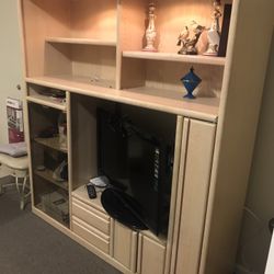 Whitewash Oak Lighted Wall Unit
