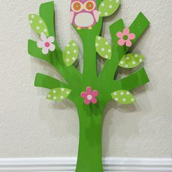 Kids Room Rack/ Clothes Hanger Hand  Painted Tree Flowers And Owl