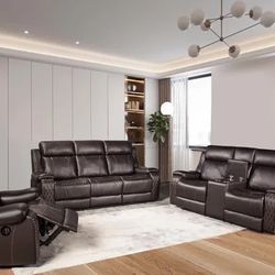 3 PC Brown Power Reclining Living Room Set