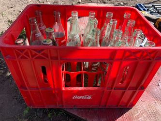 Coke crate with glass bottles