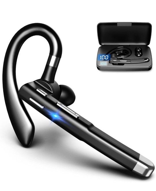 Brand New Bluetooth Headset for Cell Phones 500Hrs Standby Time with LED Charging Case 270 Degrees Rotatable Mic Hands Free Bluetooth 5.1 Version