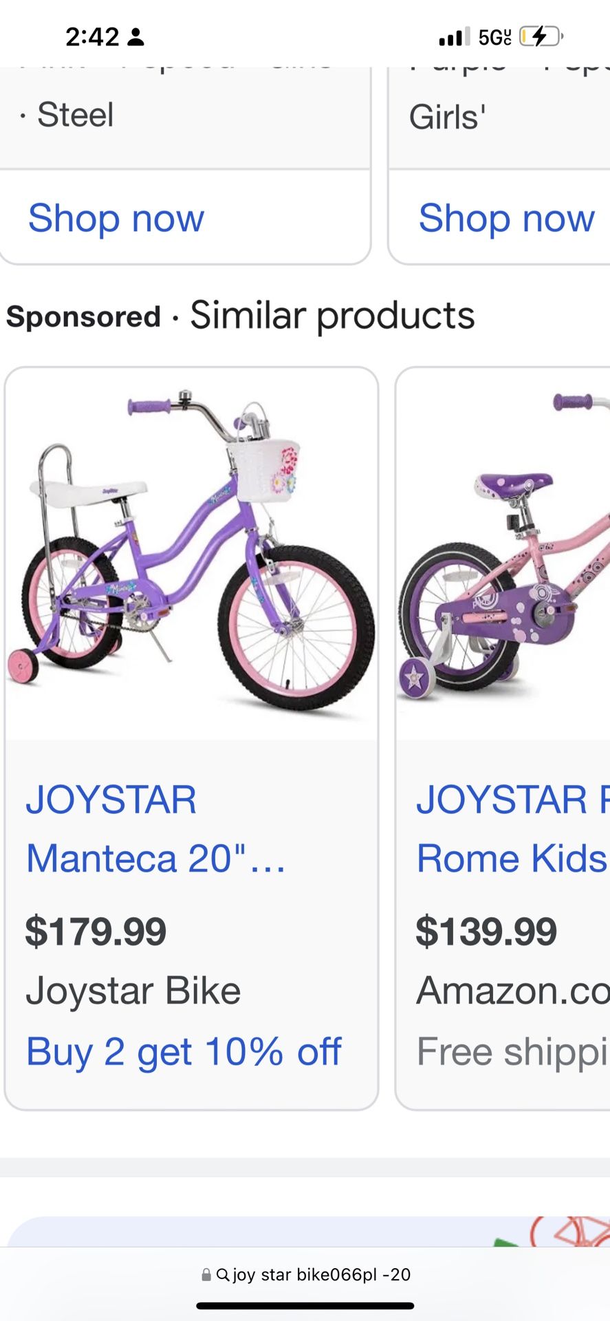 20 Inches Girls Bike