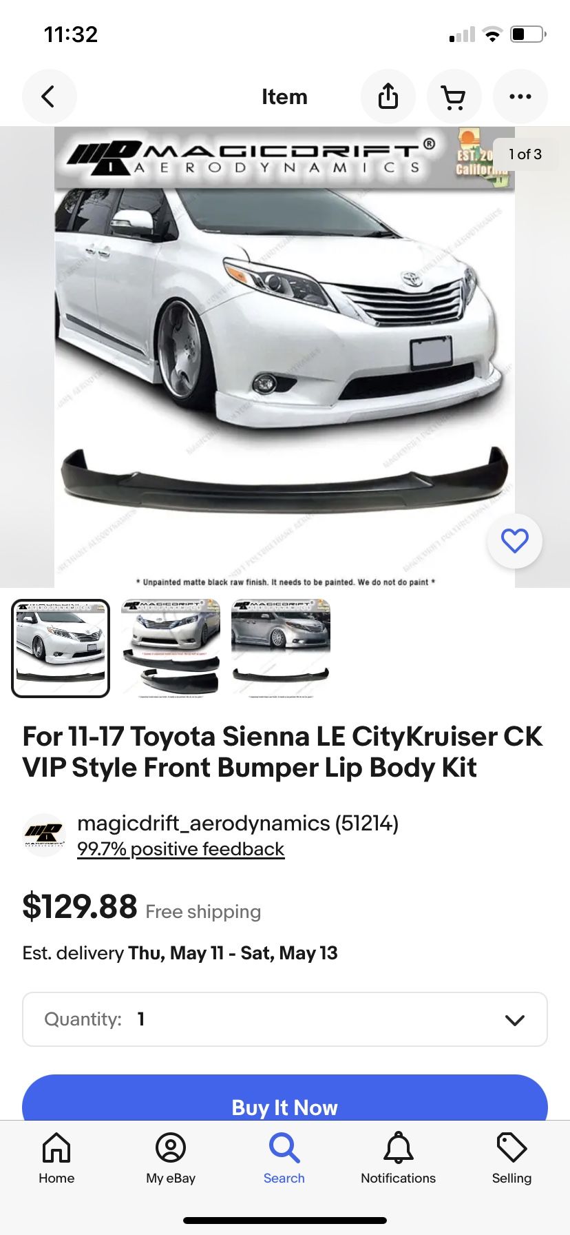 Toyota sienna Front Lip Ground Effect.