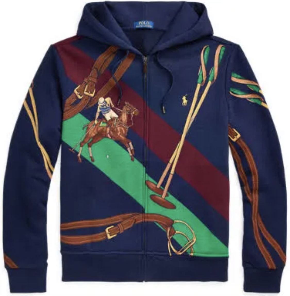 Polo Ralph Lauren Men's Equestrian Stadium Sports Fleece Hoodie Size Medium