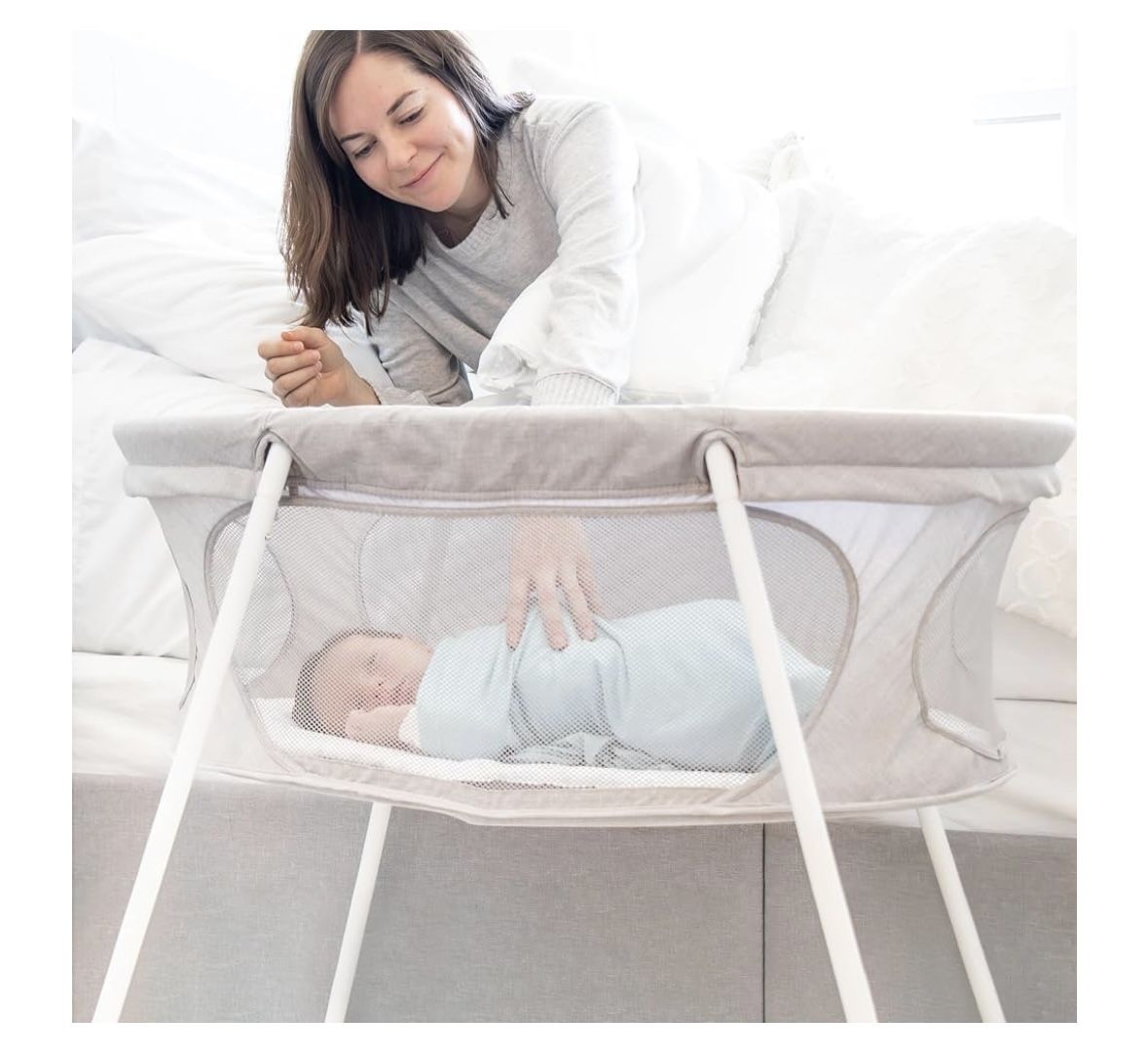 Regalo Baby Basics™ Infant Bassinet, Gray, Portable and Collapsible, Includes Padded Insert
