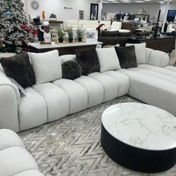 Brand New Super Plush Modern Elegant Channeled Sectional