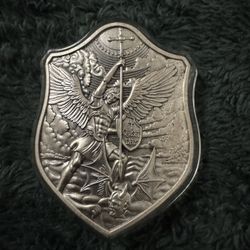 2oz Silver St.Micheal Coin/shield Stackable Coin. 