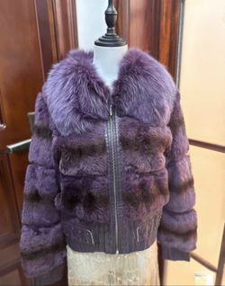 Purple fur moto jacket, cropped & plush — XL