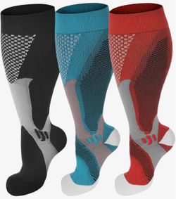 3XL Compression Socks for Women Wide Calf 20-30 mmHg Plus Size Knee High Socks