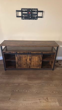Entertainment center Rustic Wood and Metal TV Stand 55x16x30