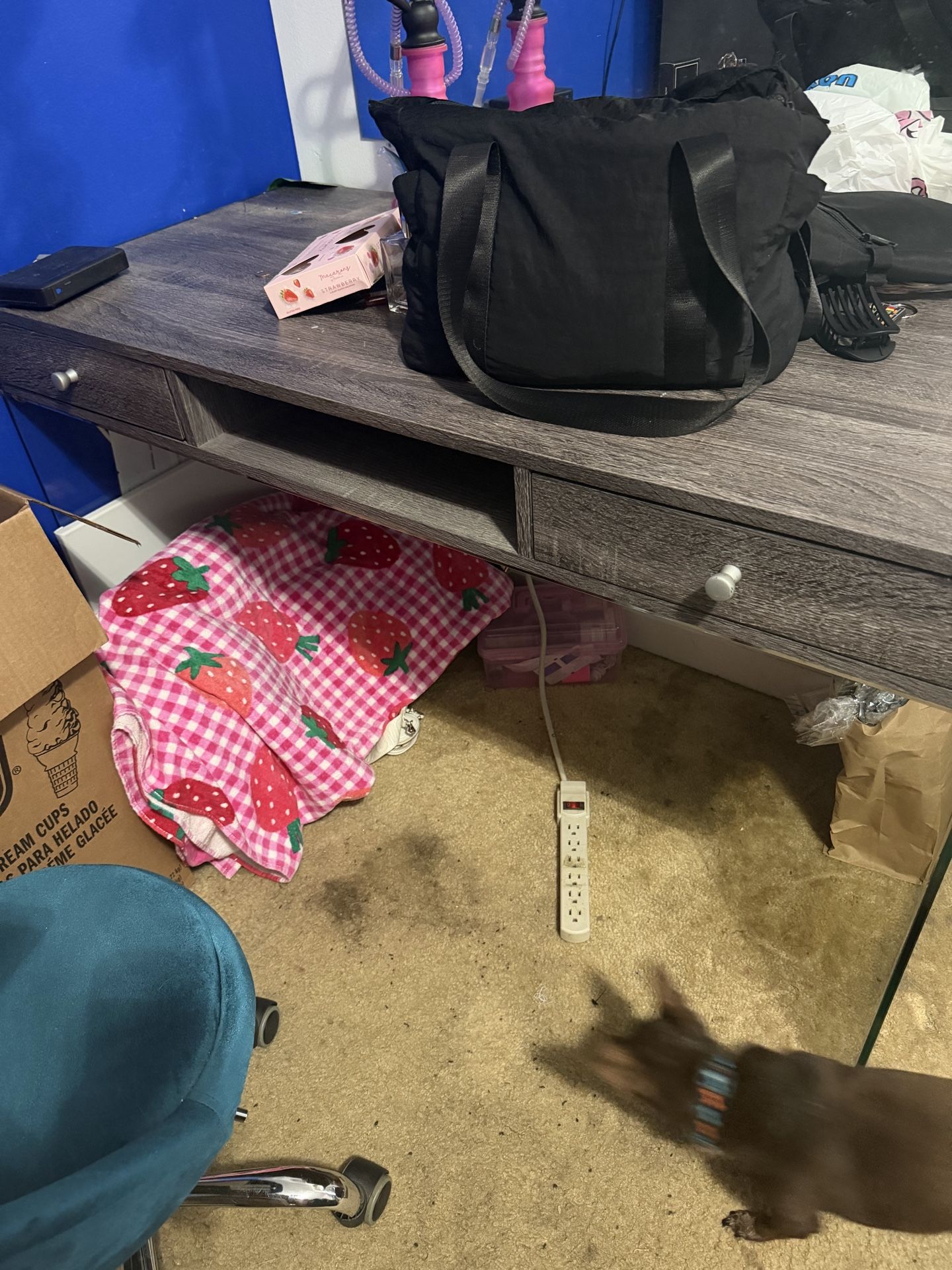 Grey table with mirror , desk