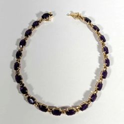 14K Yellow Gold Amethyst Bracelet 