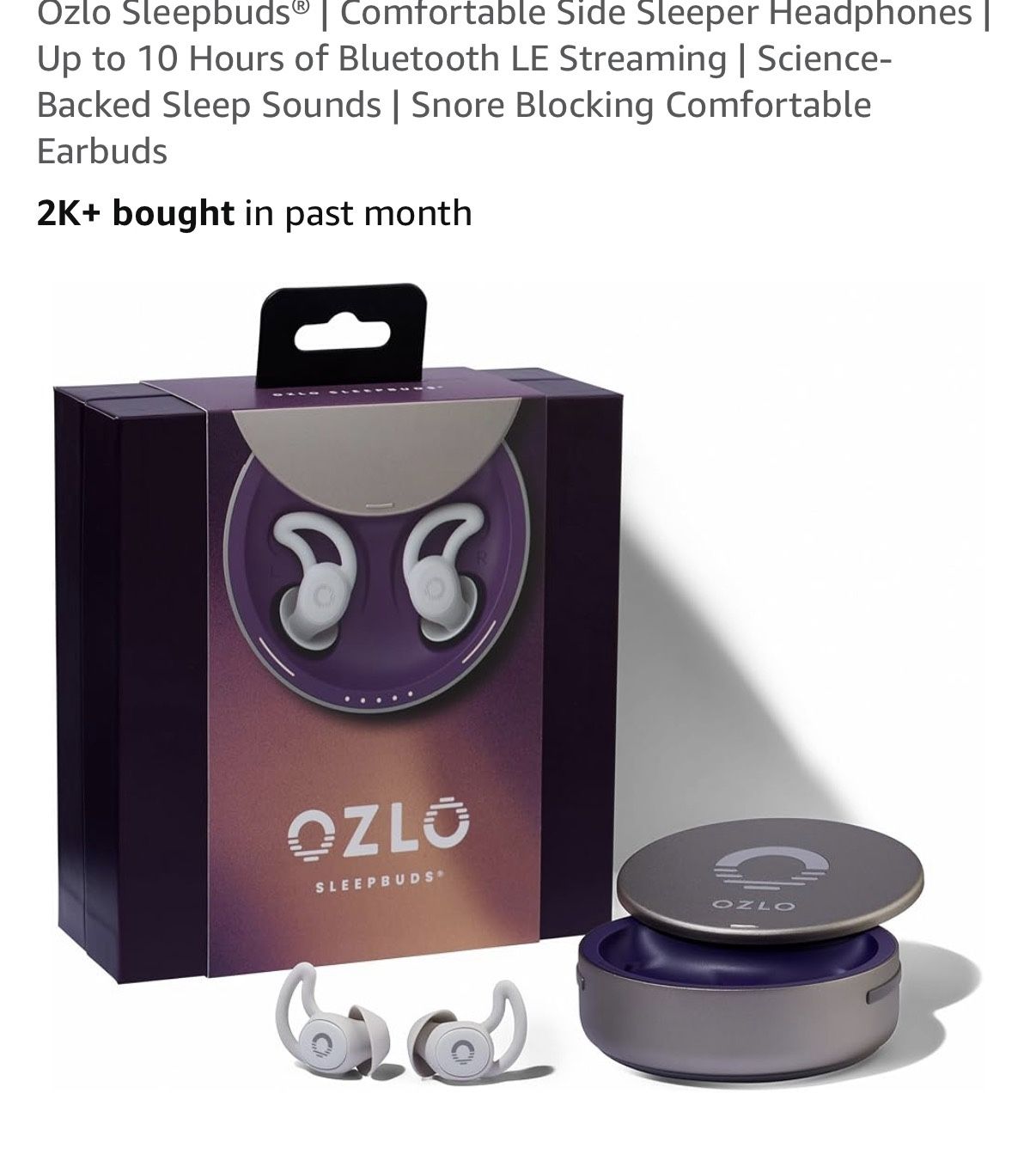 Ozlo Sleepbudsยฎ | Comfortable Side Sleeper Headphones | Up to 10 Hours of Bluetooth LE Streaming | Science-Backed Sleep Sounds | Snore Blocking Comfor