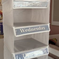 5-Shelf Weekly/Weekday Clothes Organizer for Kids (33”) School/ Day of the Week, Monday through Friday