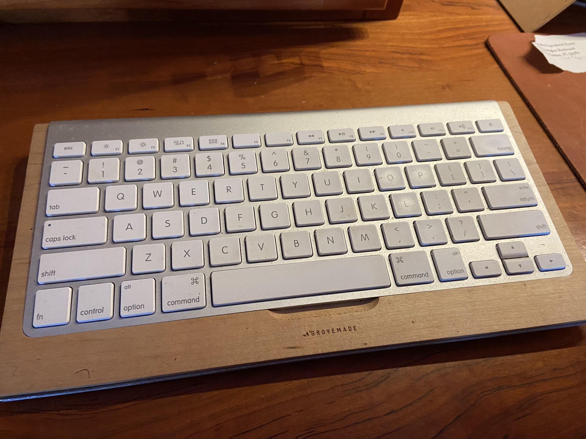 Computer Keyboard With Beautiful Grovemade wood Holder