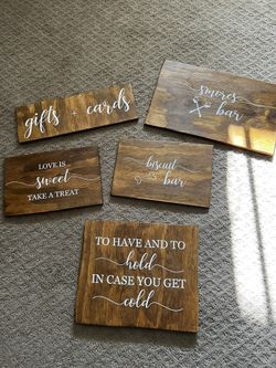 Wedding: Wood Signs, Tea light holders, Glass Vases & Candle Stick Holders 