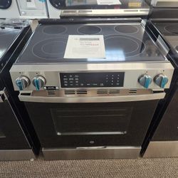 30 in. 5 Burner Element Smart Slide-In Electric Convection Range in Stainless w EasyWash Oven Tray & No-Preheat Air Fry