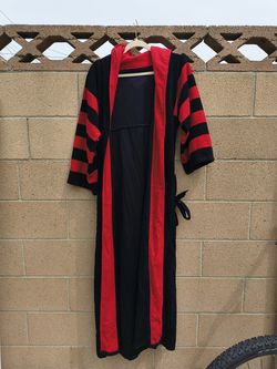Gothic Striped Black+Red House Coat Robe Large