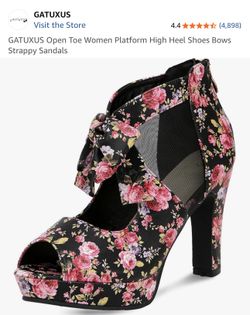 New open toe woman platform  high heels, shoes with bow strap size 9