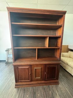 Dark Wood Bookshelf Hutch 72Hx48W13D
