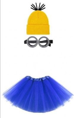 #20)  Yellow beanie blue skirt, steampunk glasses Halloween Costume for Adult Women - Halloween animated cartoon movie Costumes Accesories Cosplay for
