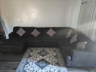 Dark Gray Sectional Sofa with Chaise 8 Seater