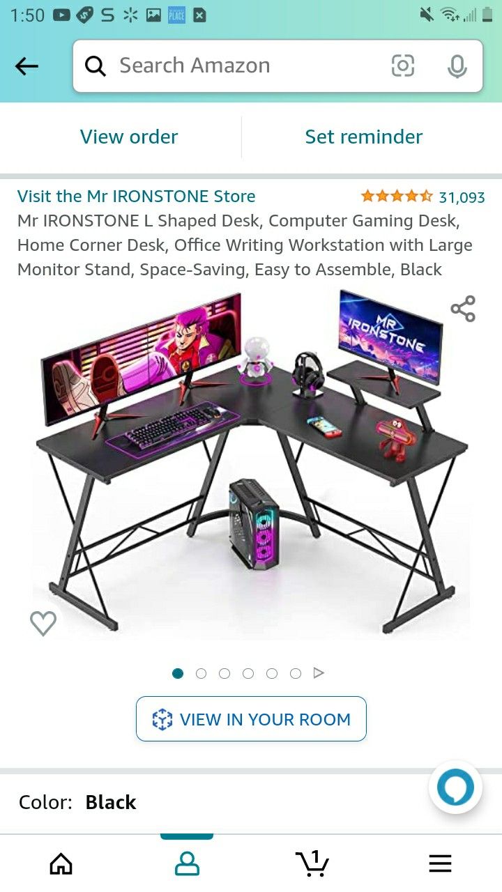 New In Box L Shaped Gaming Desk