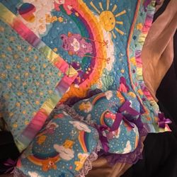 Vintage Carebears Quilt & Pillows