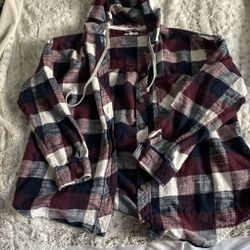 Women’s Hoodie Flannel Top Large 