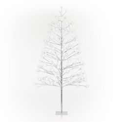 White Light - led Xmas tree 60” - silver foil wrapped